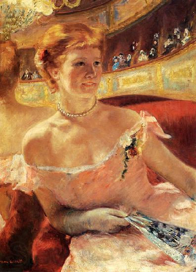 Mary Cassatt Woman with a Pearl Necklace in a Loge Spain oil painting art